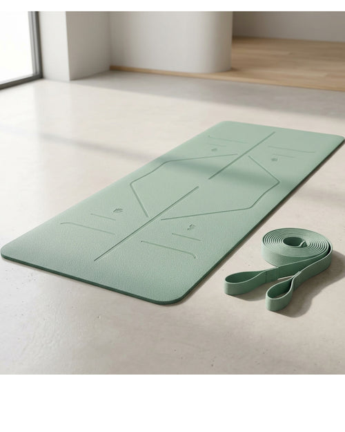 Wvkmbn Dual Texture TPE Alignment Yoga Mat Mist Green - Lifestyle view