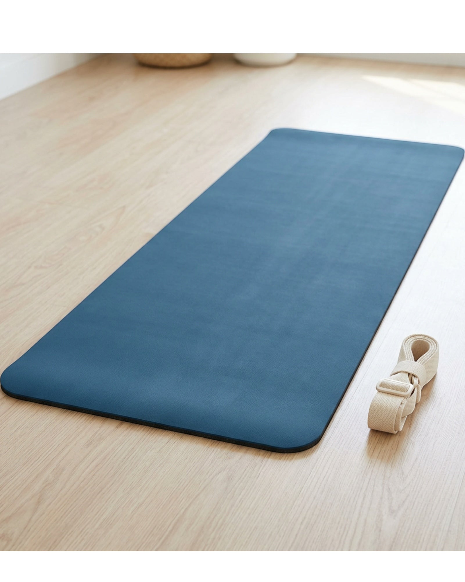 Wvkmbn PU Natural Rubber Grip Yoga Mat Clay Blue - Lifestyle view