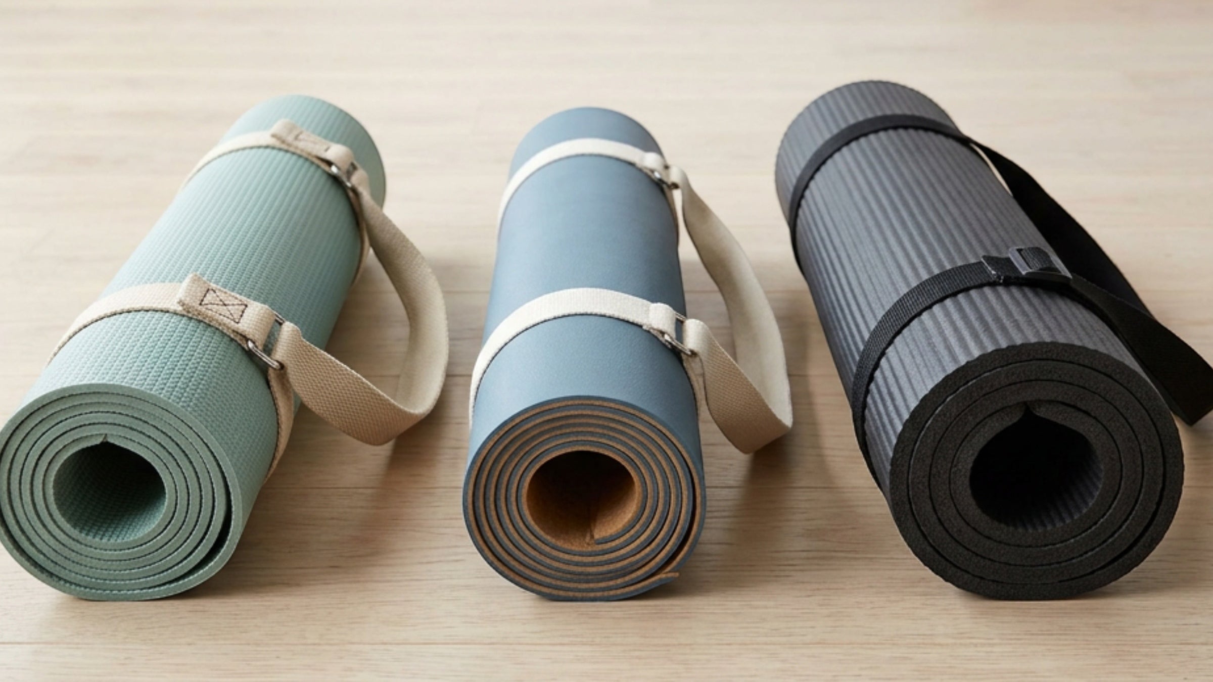 Wvkmbn Non-Slip Yoga Mats with Carry Straps